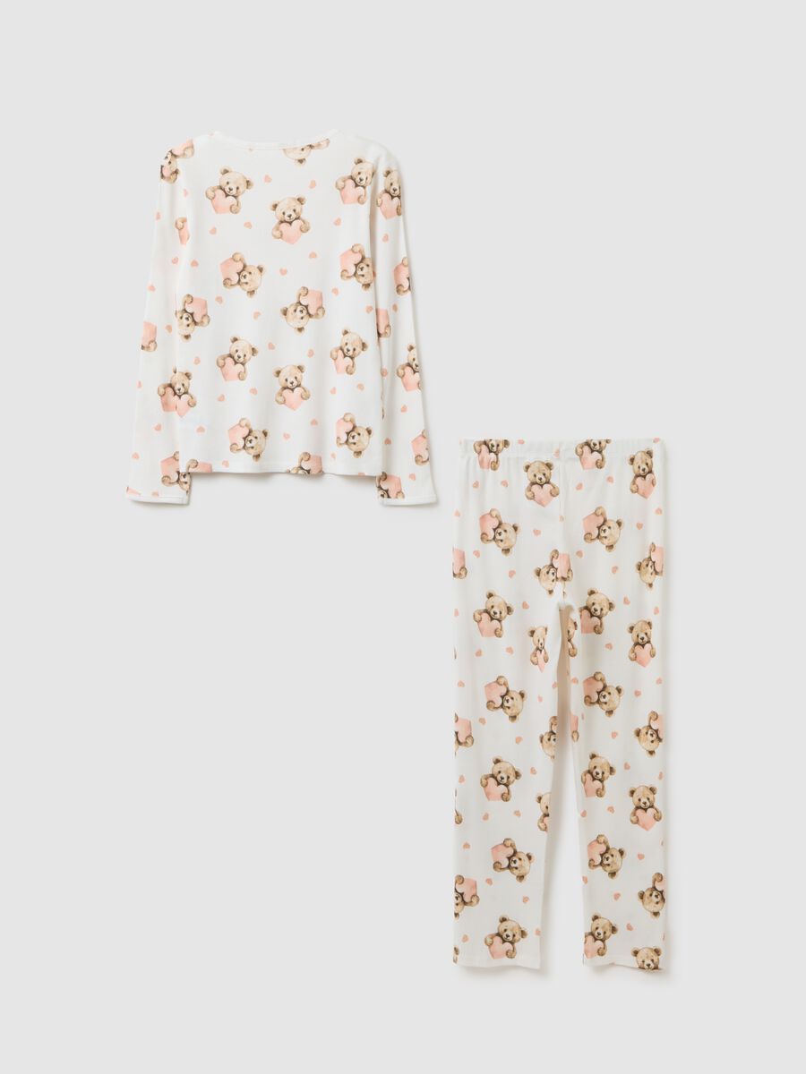 Pigiama da bambina in puro cotone bianco regular fit_1
