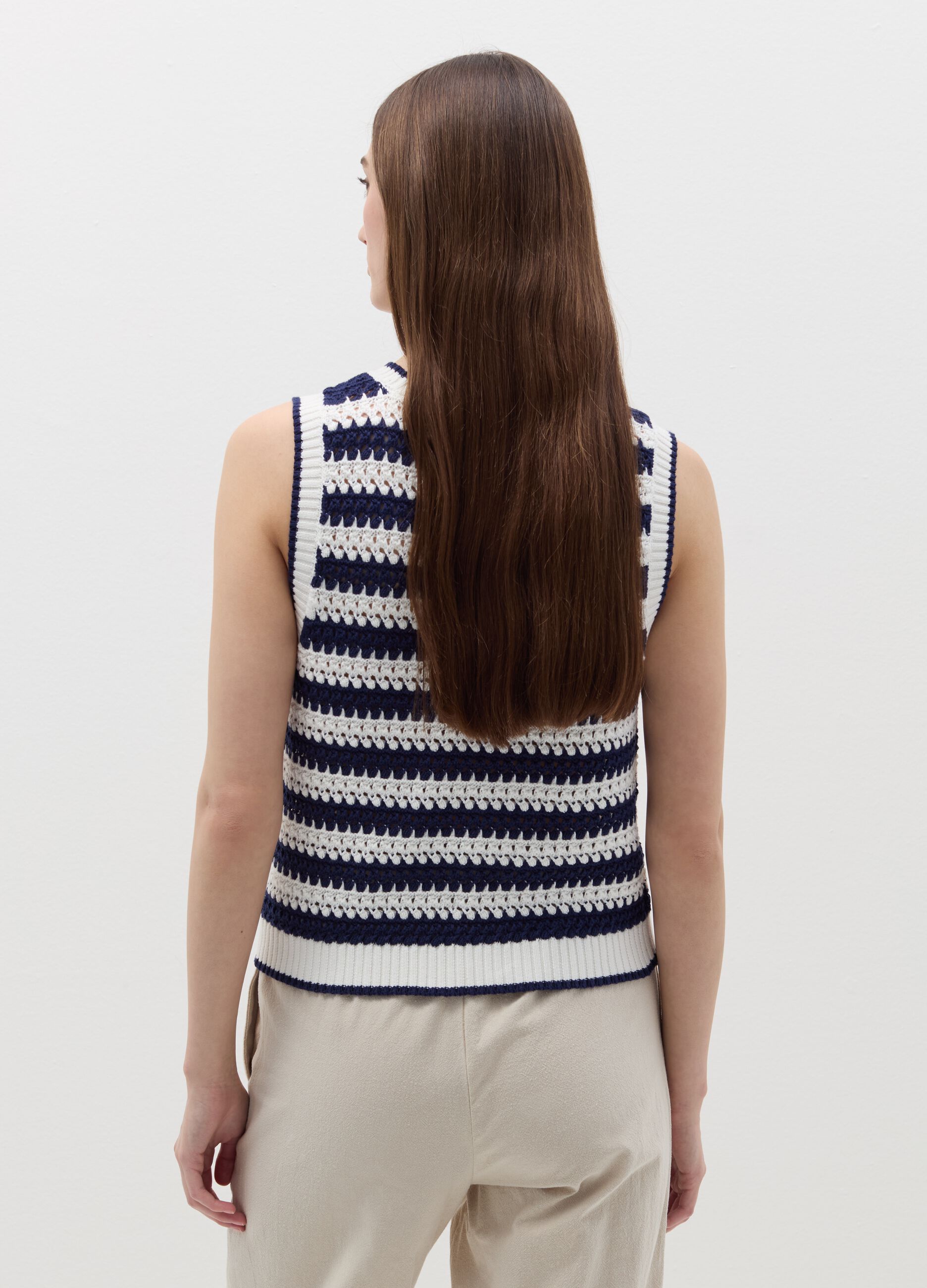 Striped crochet tank top