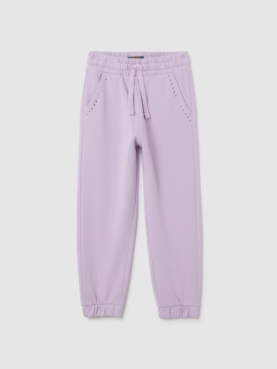 Girls' black pure cotton regular fit joggers_0