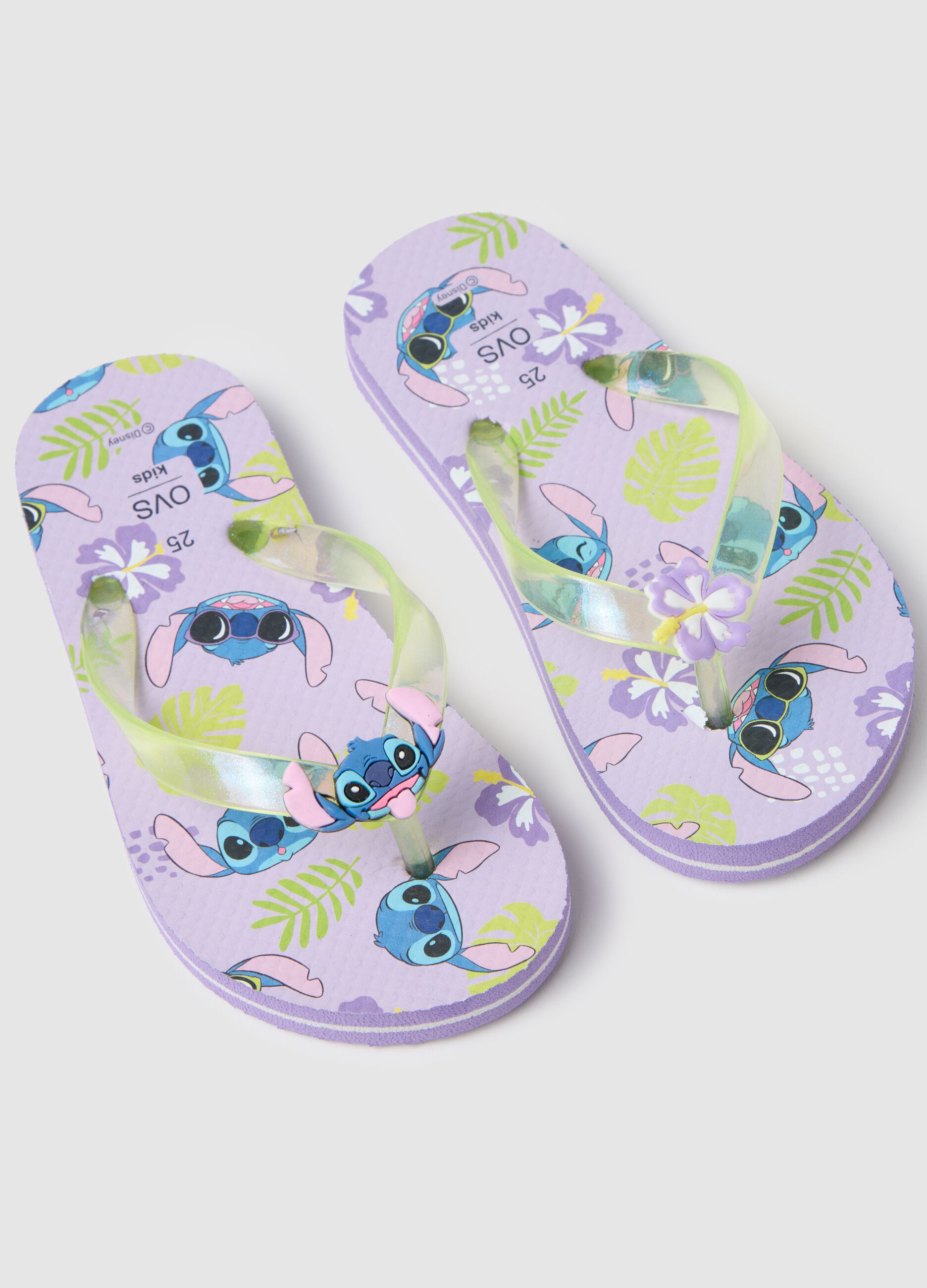 Multicolour PVC children's flip flops with Stitch