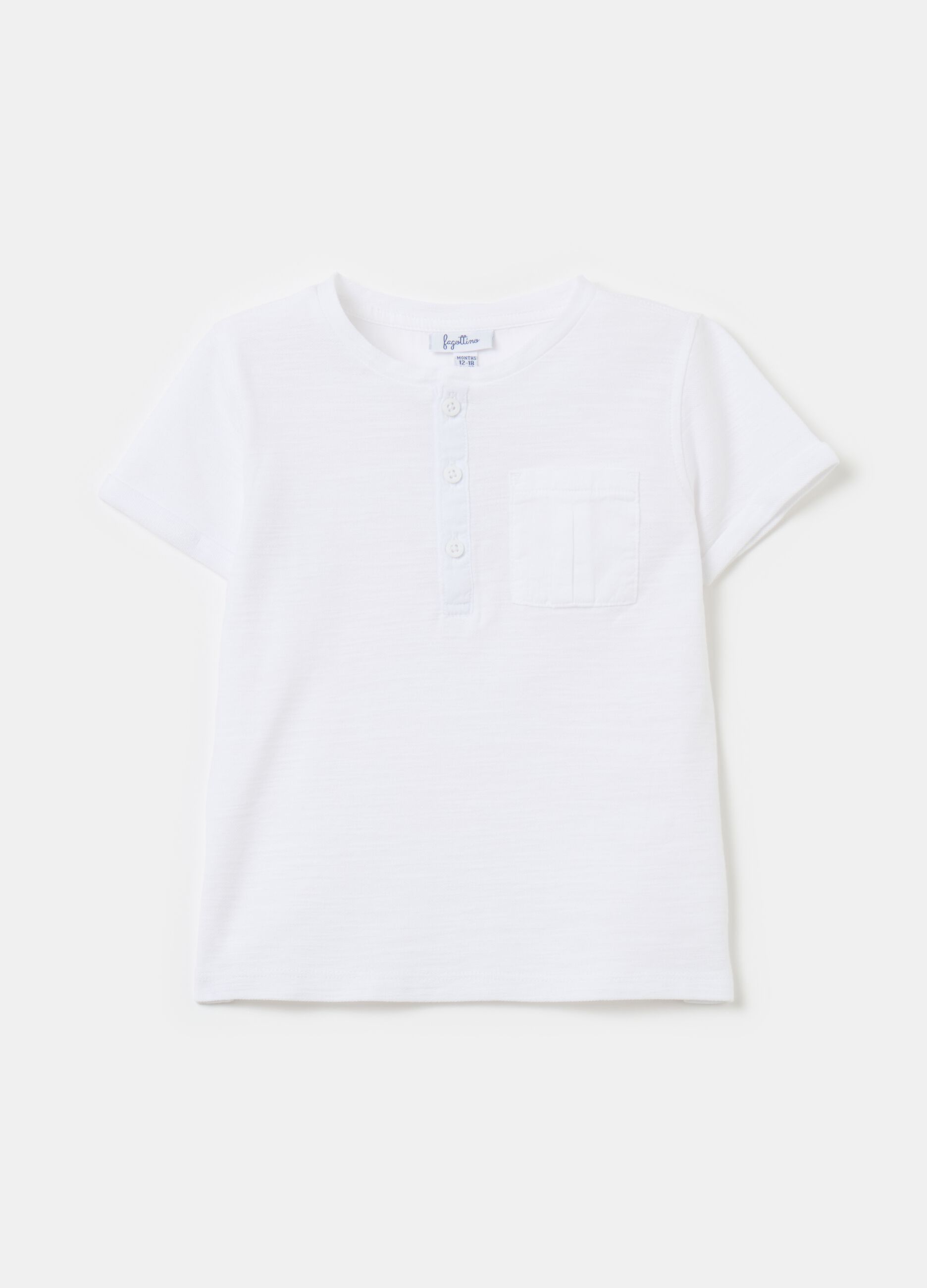 Textured cotton T-shirt with pocket