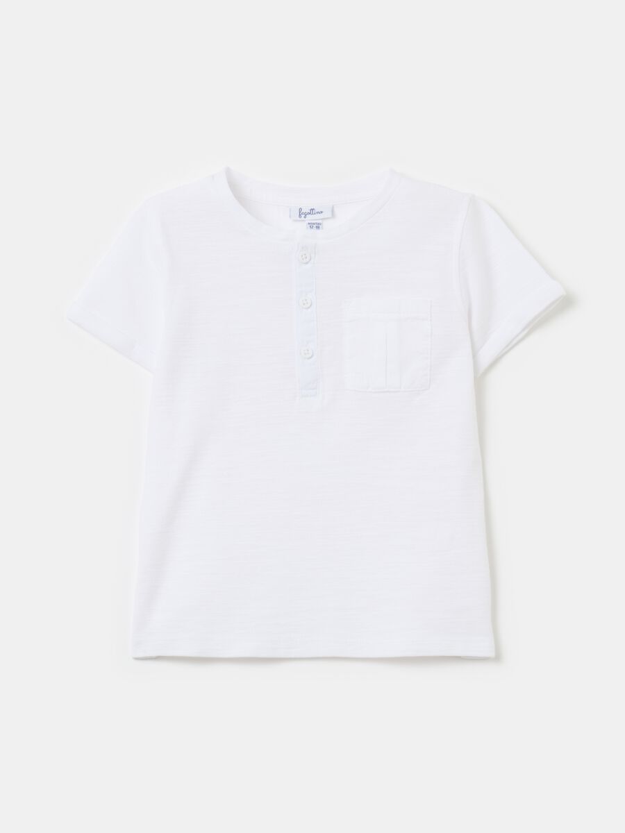 Textured cotton T-shirt with pocket_0