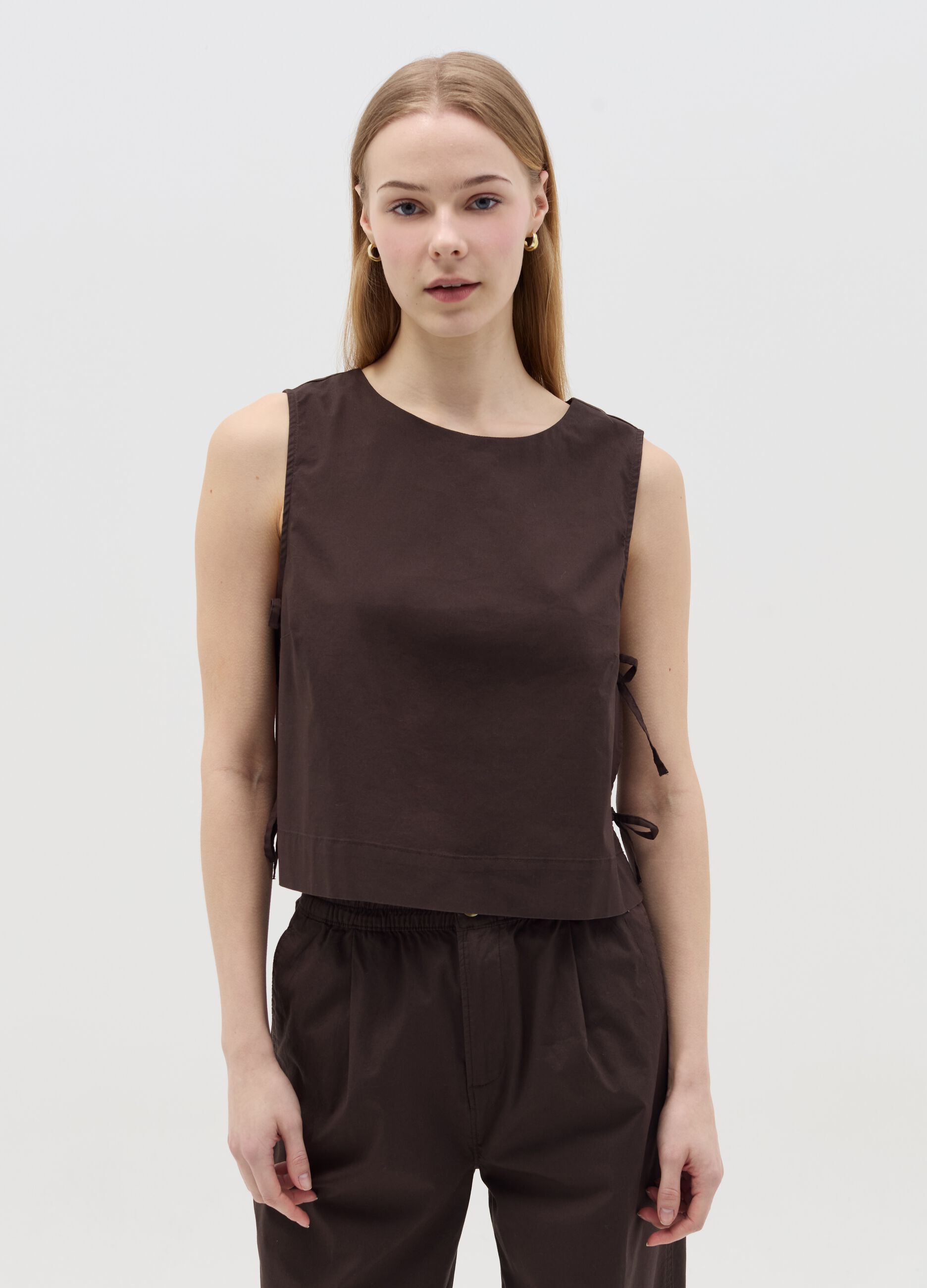 Blouse with splits and laces