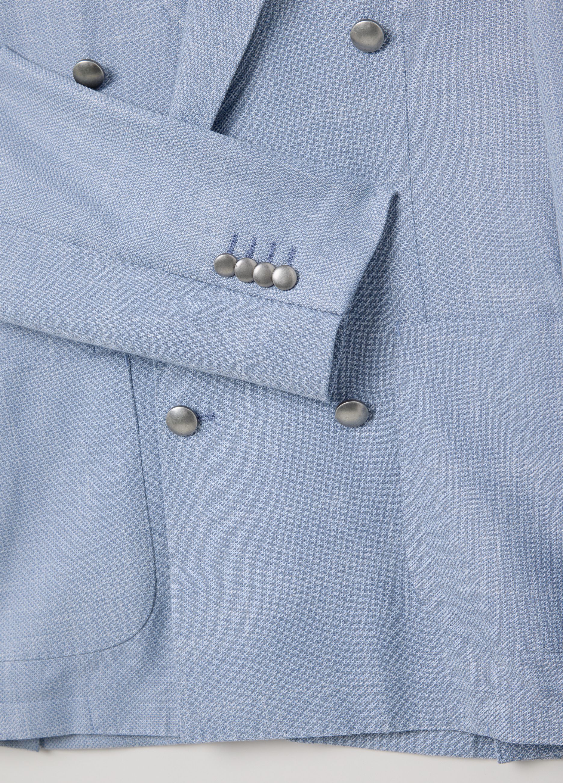 Light blue slim-fit double-breasted blazer