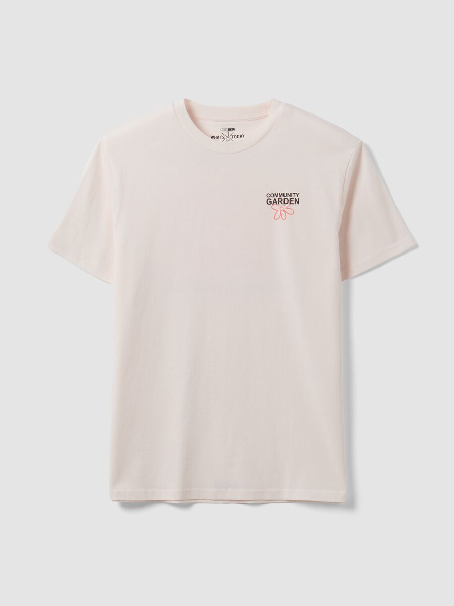 White pure cotton jersey T-shirt with print, regular fit_4