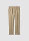 Beige slim-fit pure linen trousers_0