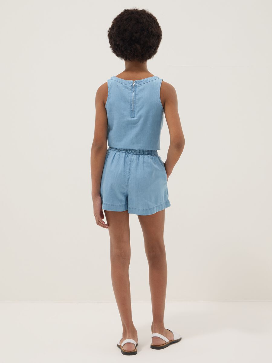 Shorts denim azzurri in puro cotone da ragazza regular fit_1