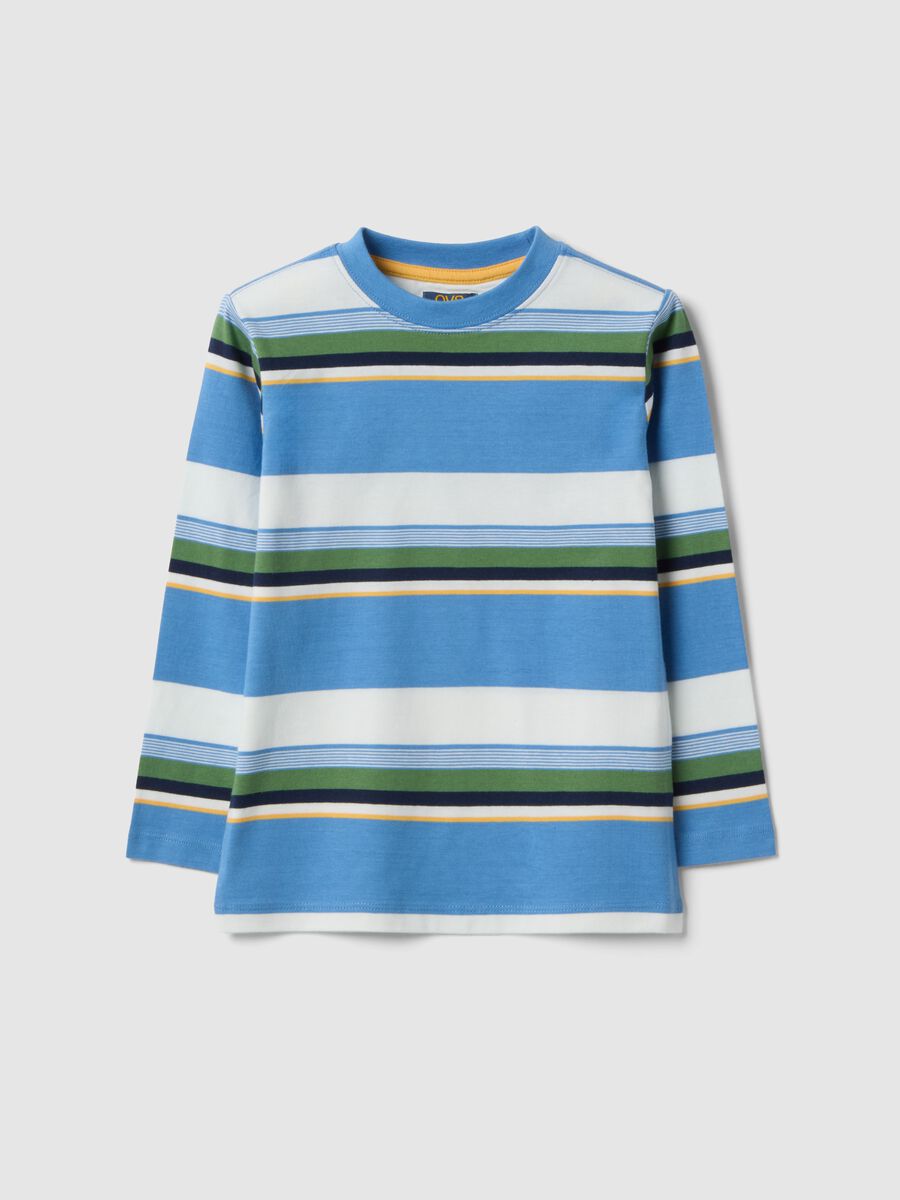 Boys&rsquo; pure cotton multicolour striped T-shirt, regular fit_0