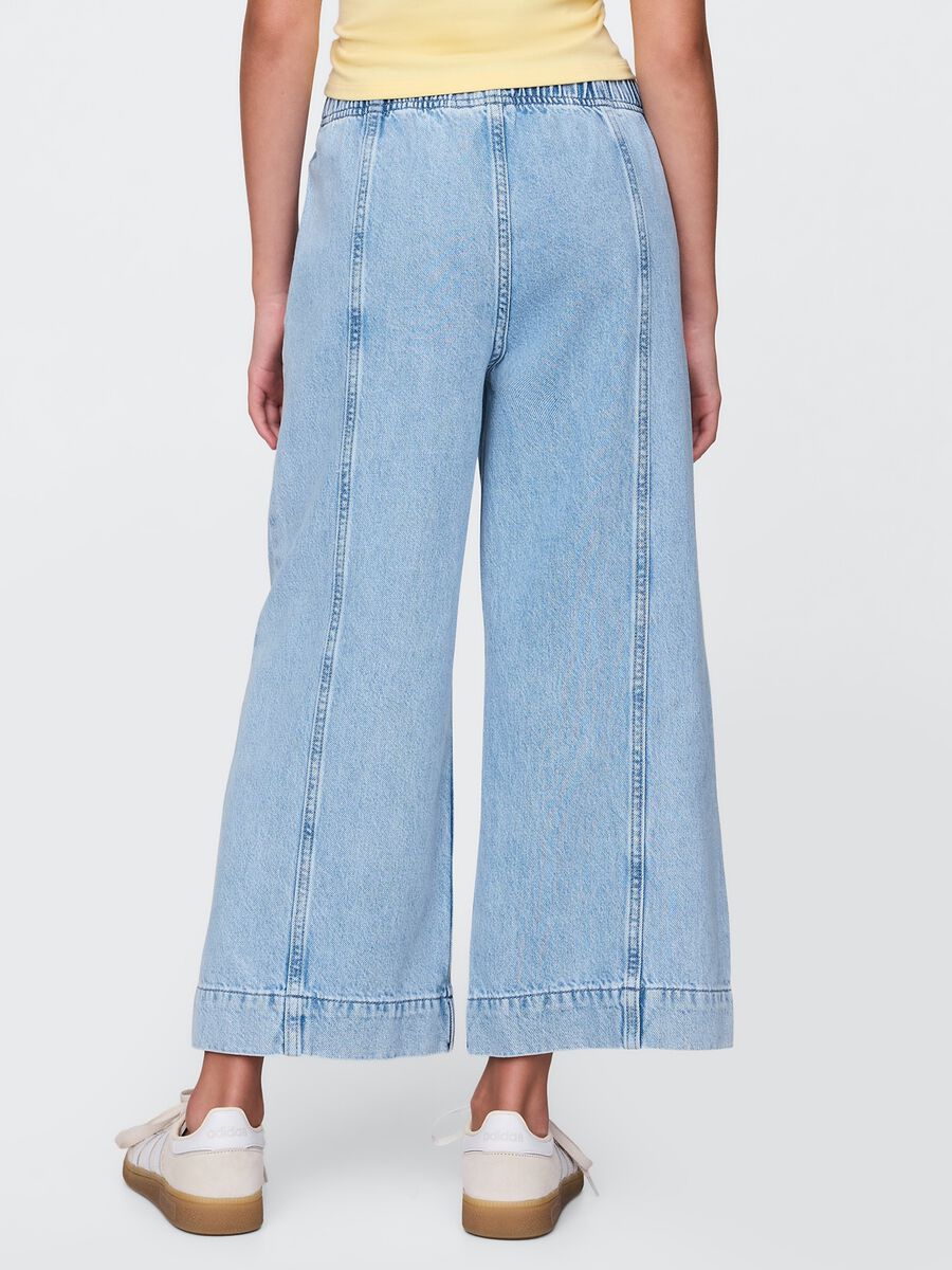 Wide-Leg Denim Trousers GAP Kids_2