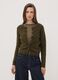 Green stretch-wool crew-neck cardigan, regular fit_0