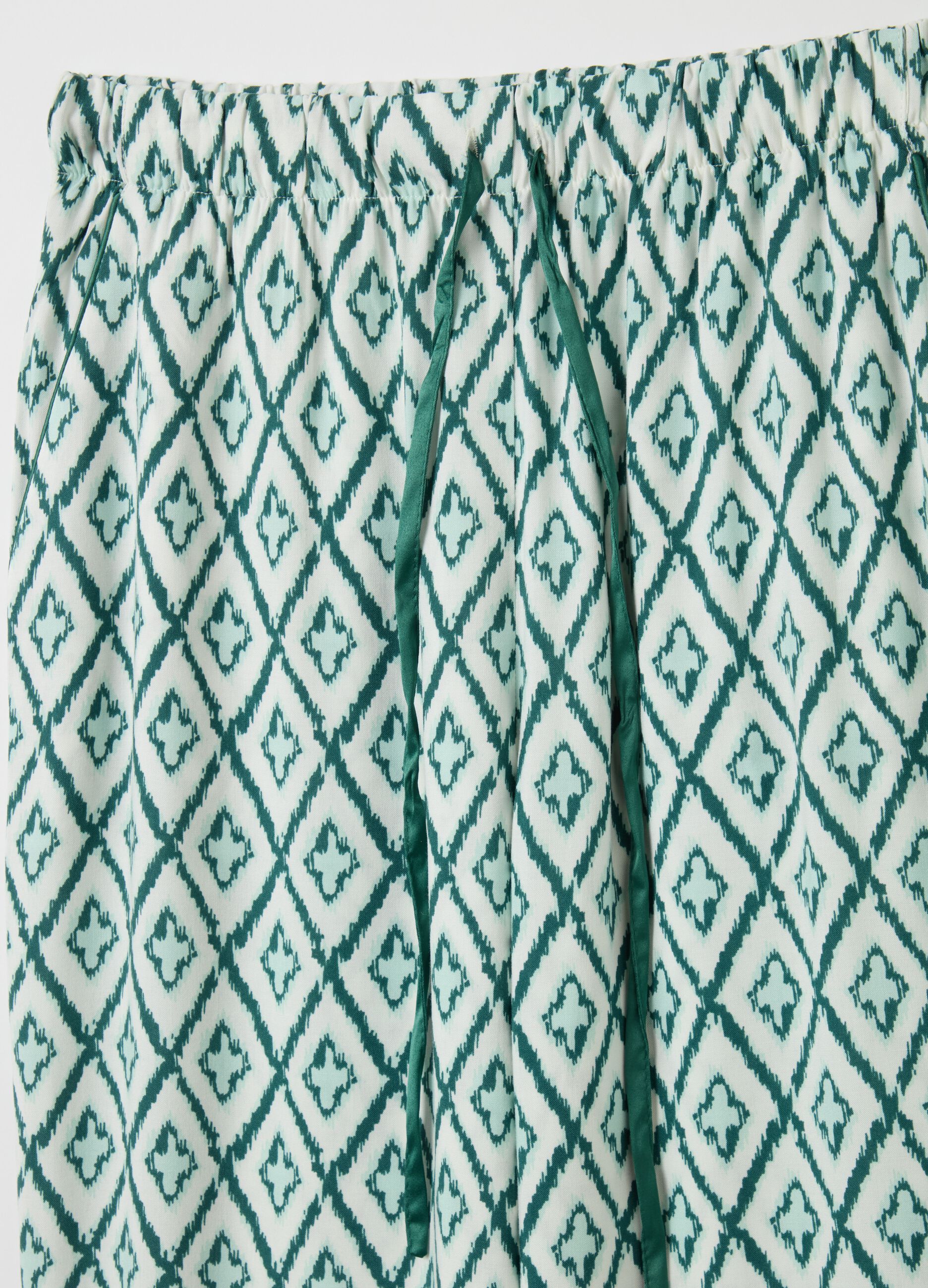 Viscose pyjama trousers with ikat print