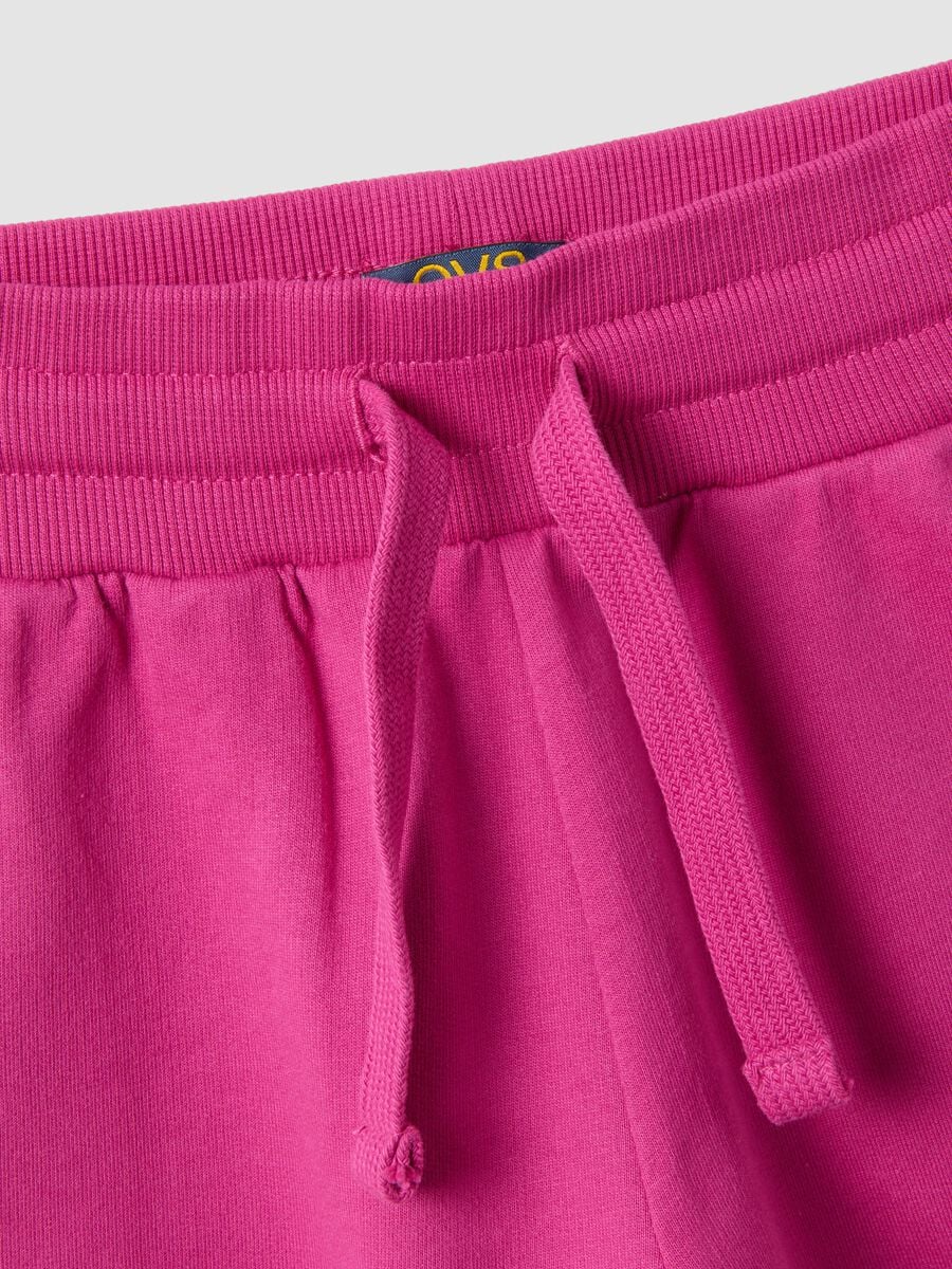 Pink regular-fit pure cotton shorts with elasticated waist for girls_2