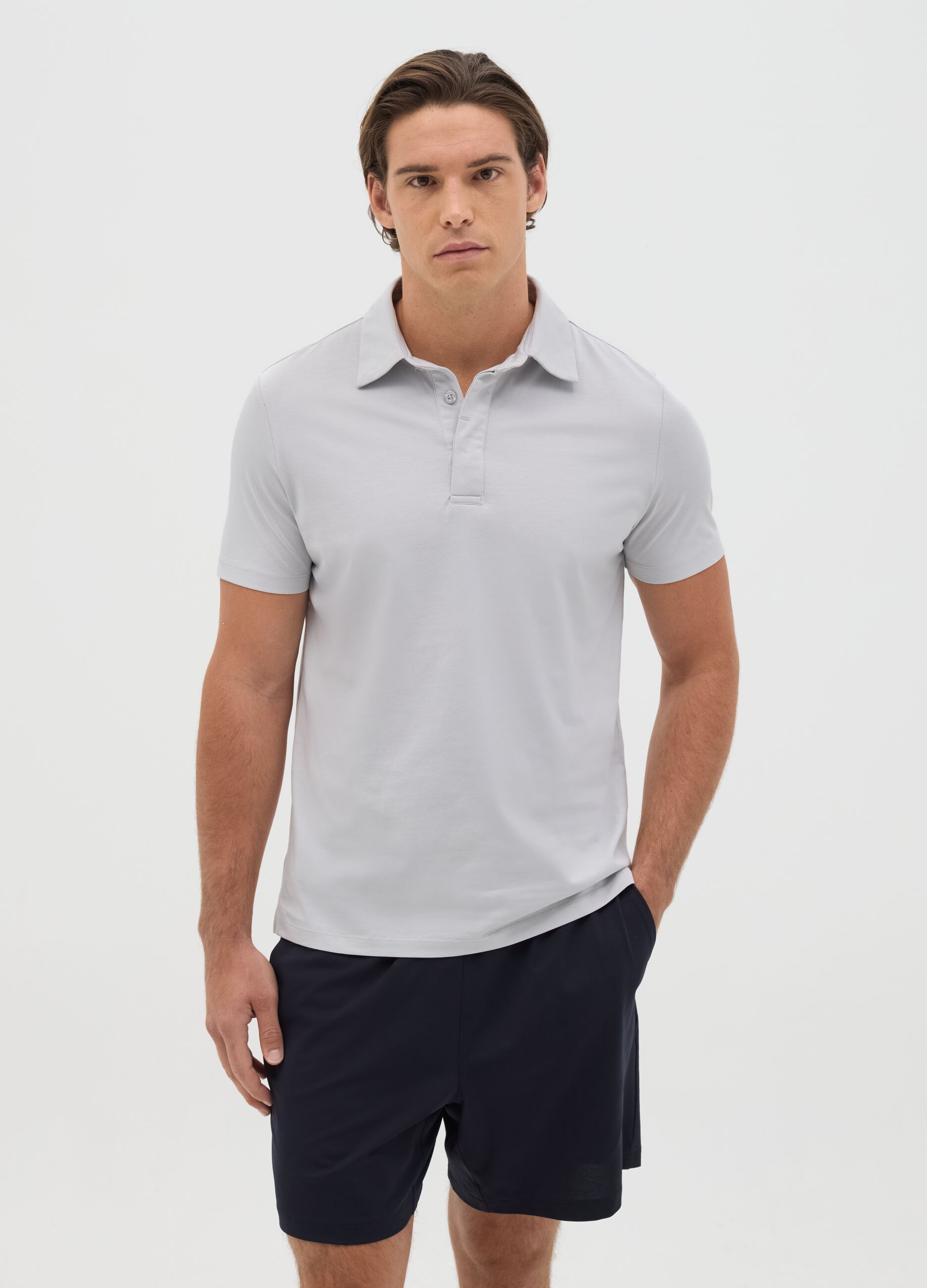 Polo grigia a maniche corte regular fit
