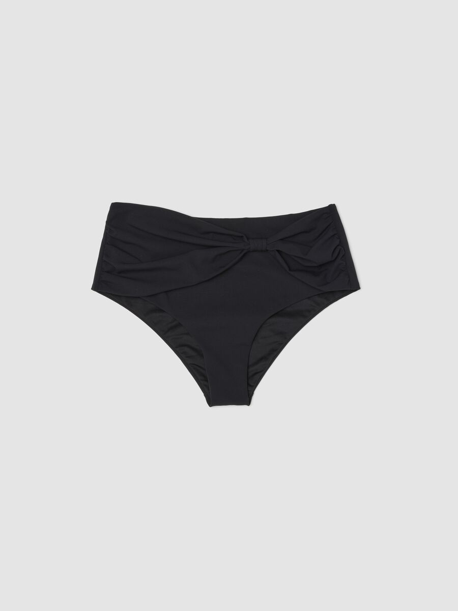 Slip bikini nero con nodo in tessuto elasticizzato effetto shaping_4