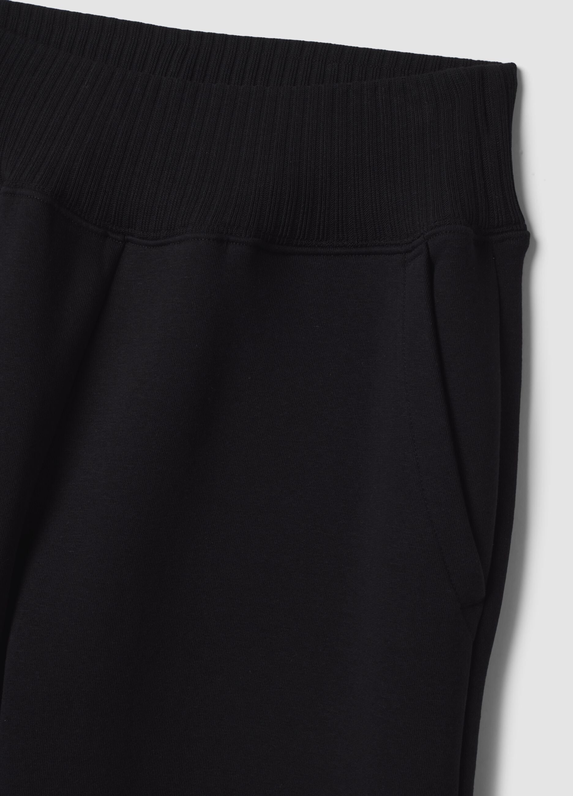 Black cotton-blend fleece straight-fit trousers