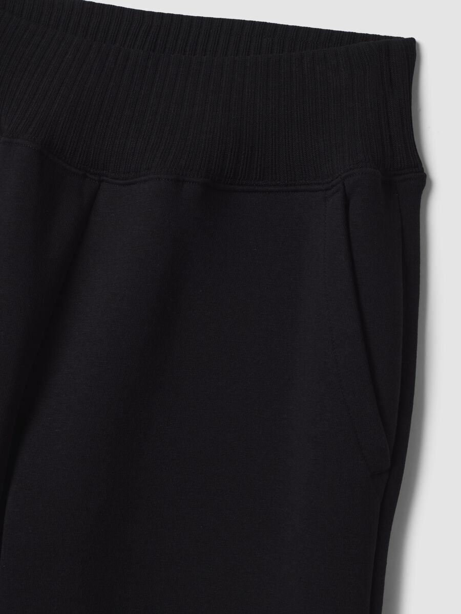 Pantaloni neri in misto cotone fleece straight fit_1