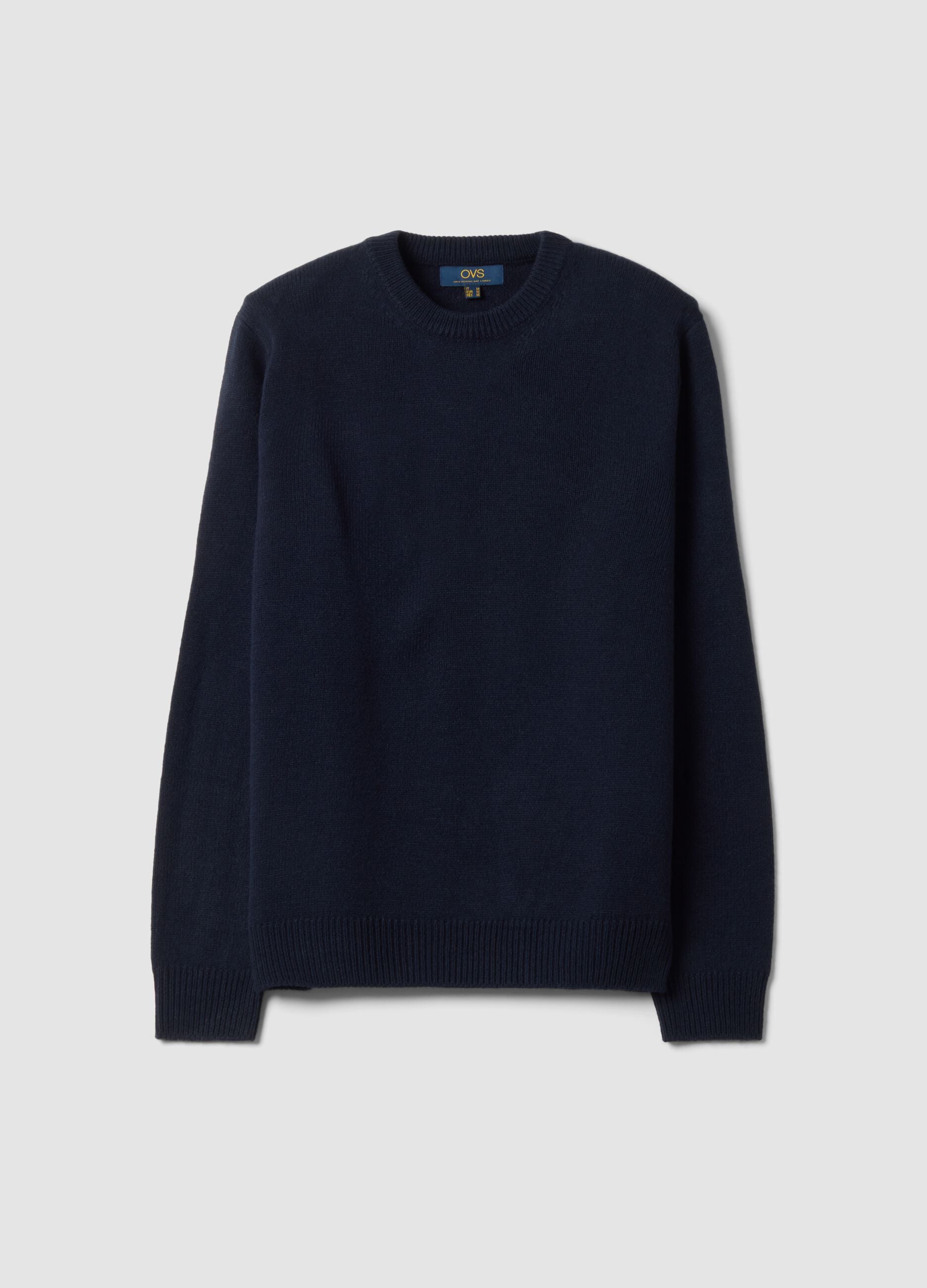 Navy crew-neck jersey knit jumper, regular fit