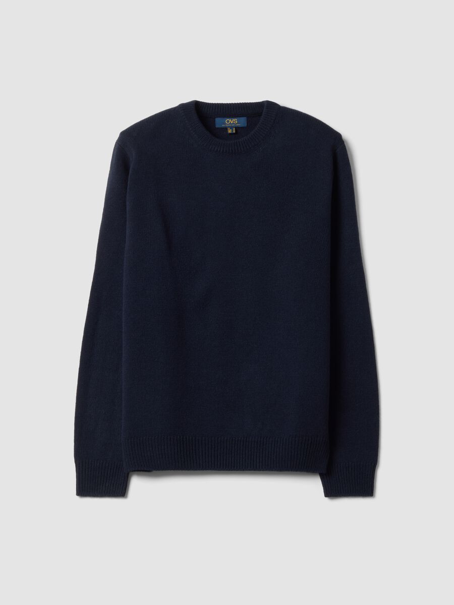 Navy crew-neck jersey knit jumper, regular fit_0