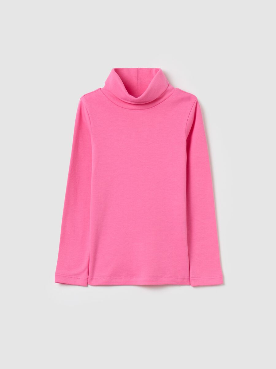 Cotton T-shirt with high neck_0