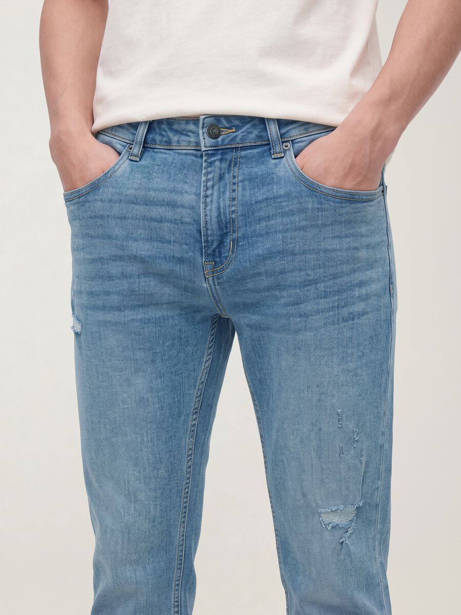 Light blue stretch cotton denim jeans, regular fit_4