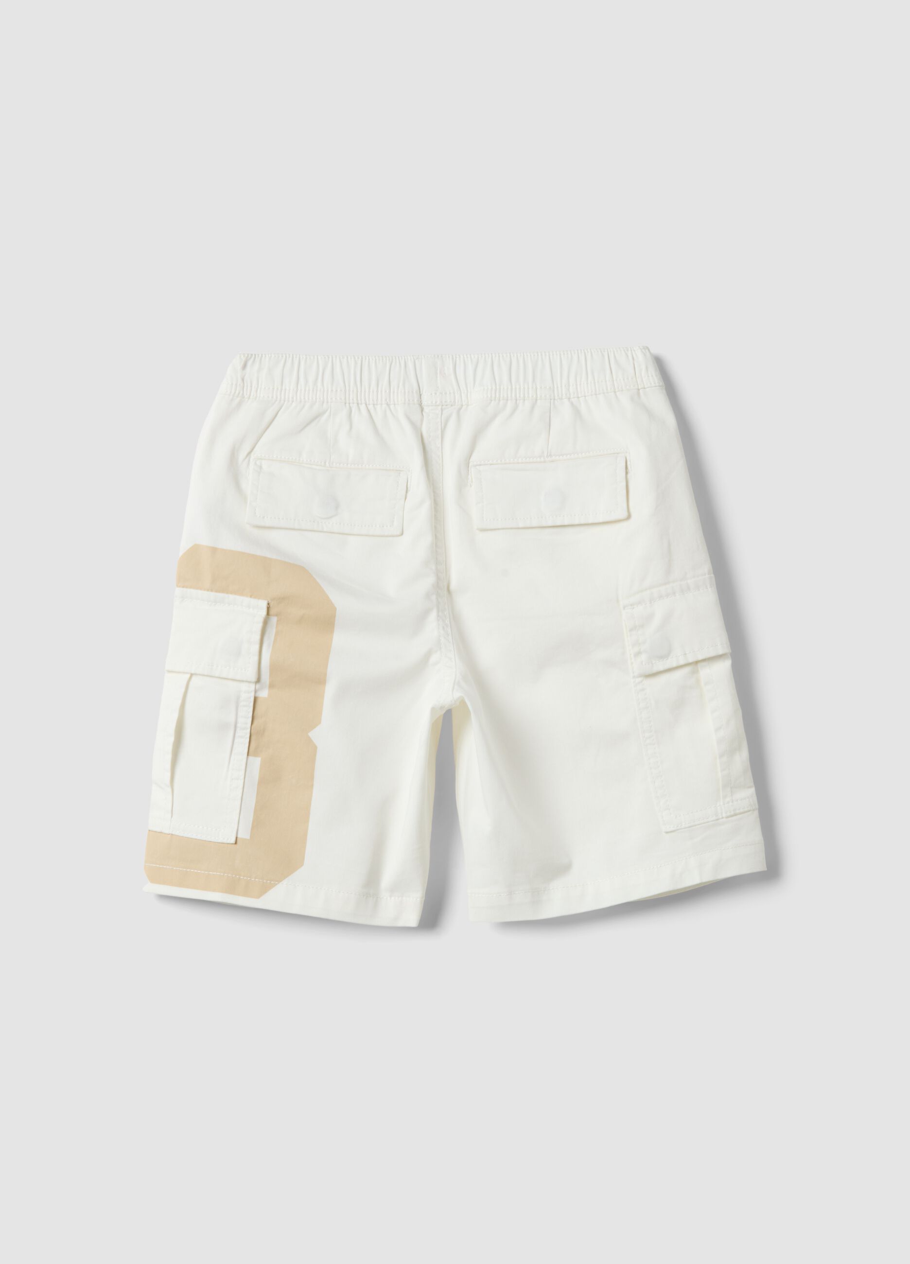 Multicolour stretchy cotton cargo shorts for kids with a baggy fit