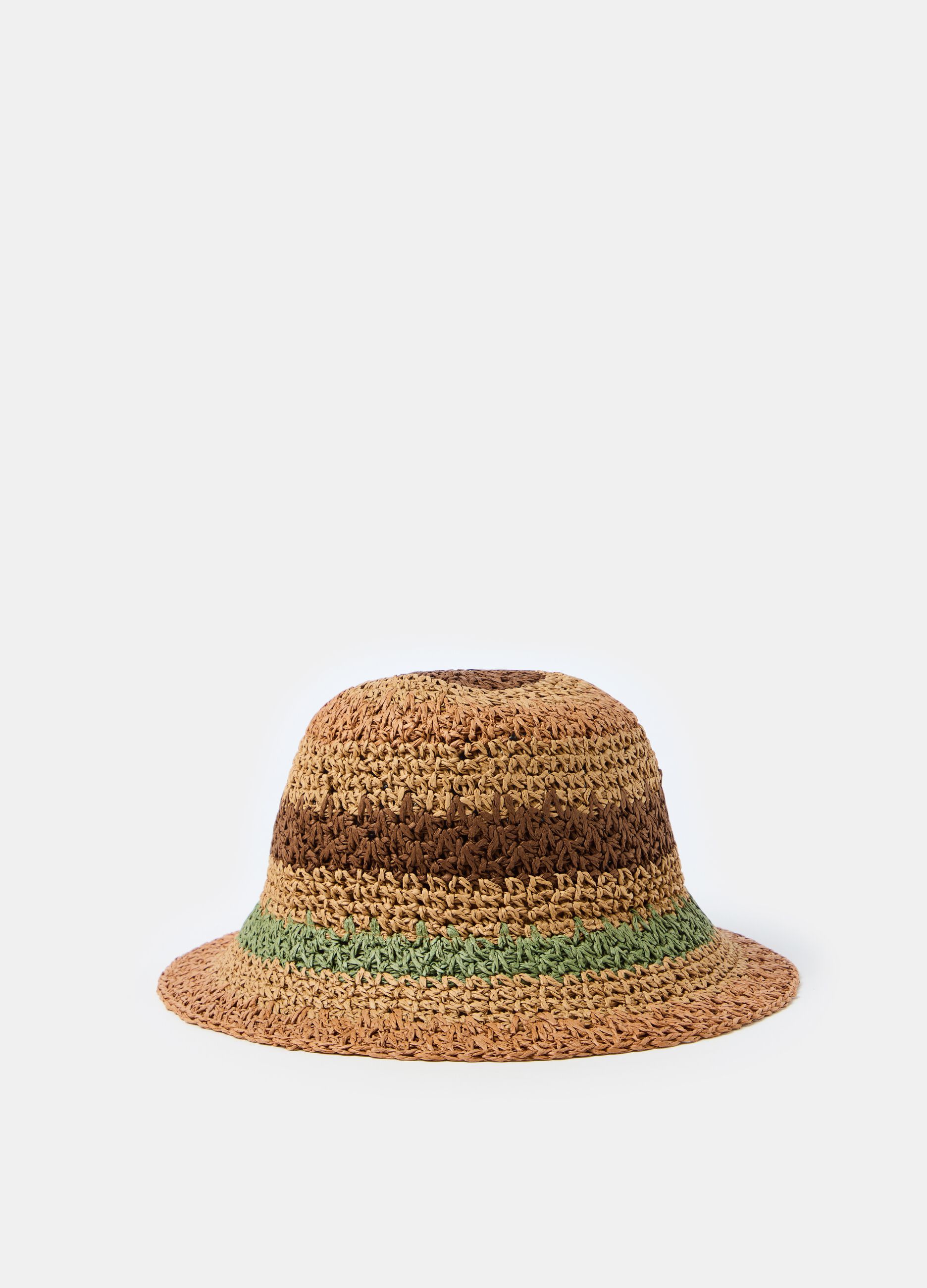 Raffia hat with stripes