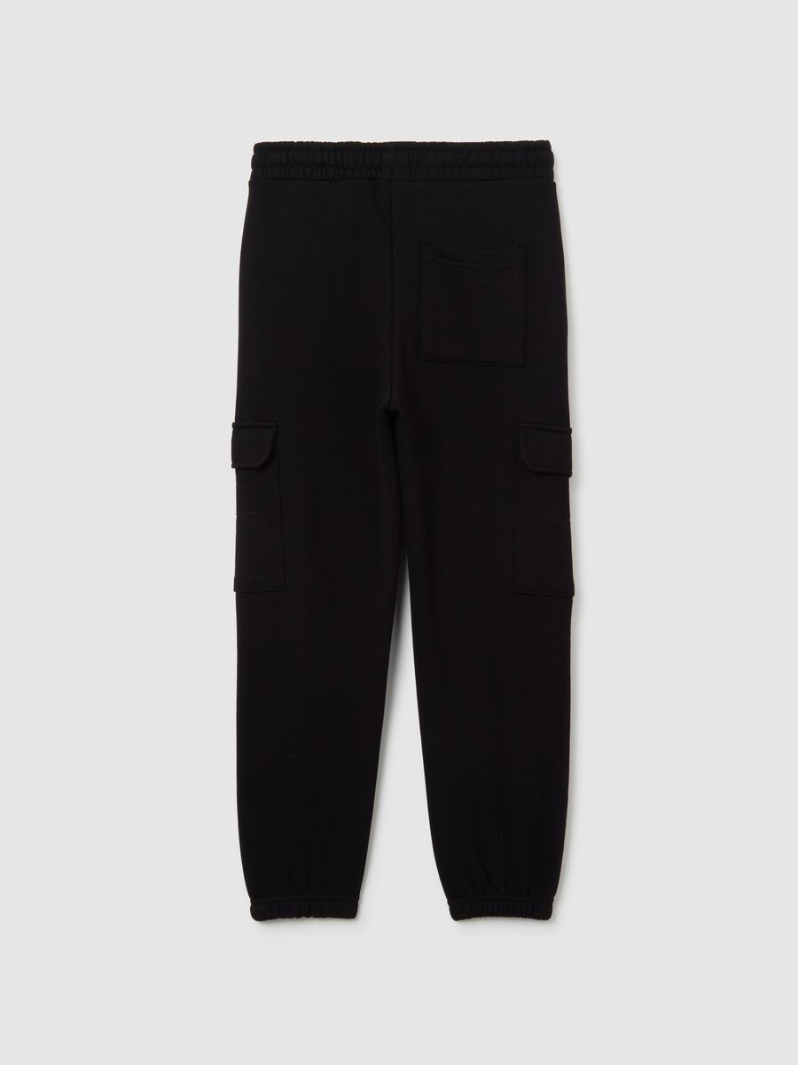 Boys' black joggers in pure cotton with relaxed fit_1