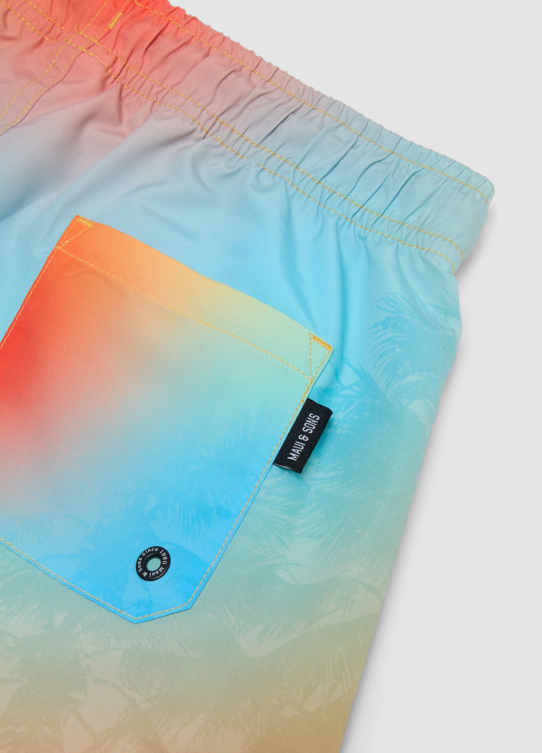 Boys&rsquo; multicolour ombr&eacute; swim shorts with tropical print