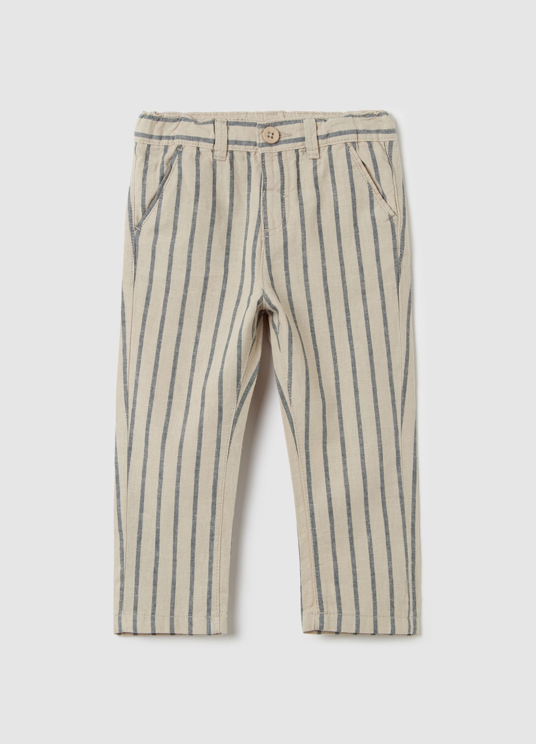 Striped trousers in linen and cotton