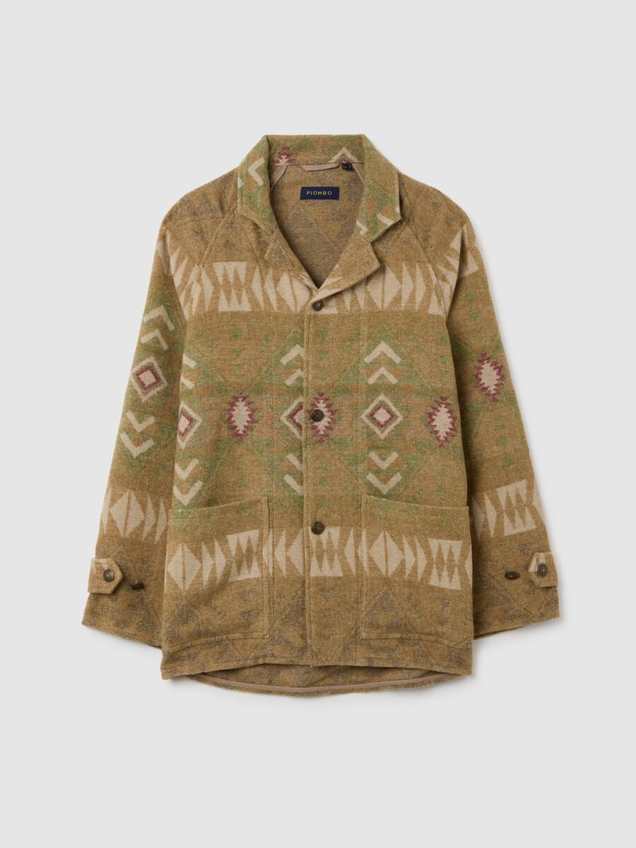 Giacca shacket beige con fanstasie e zip_0