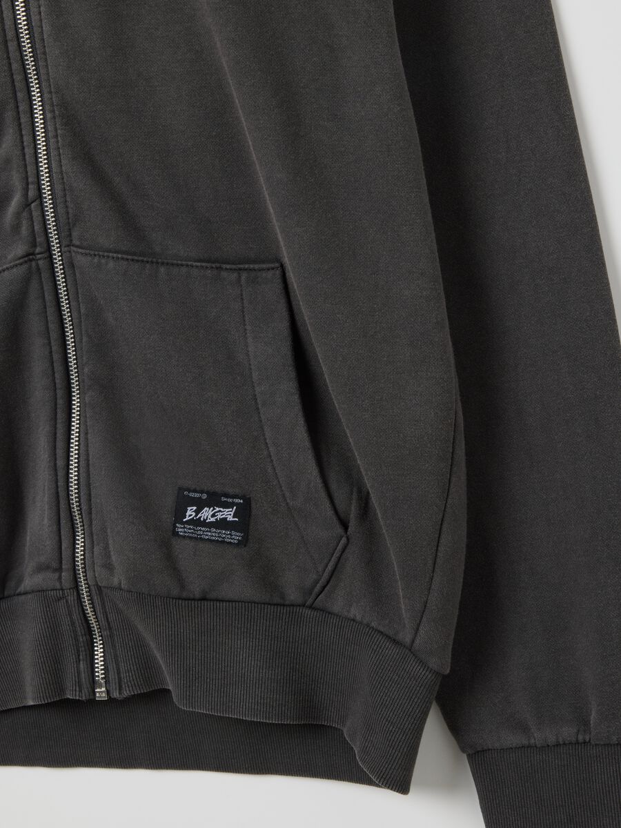 Black cotton blend hoodie with zip_5