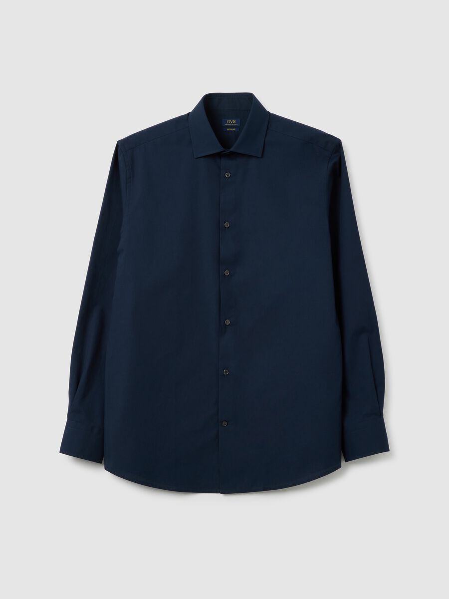Camicia da uomo in puro cotone blu regular fit easy iron_4