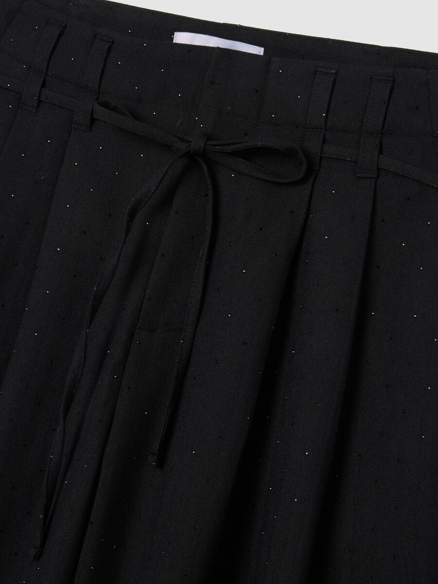 Black Wide Leg Stretch Trousers_5
