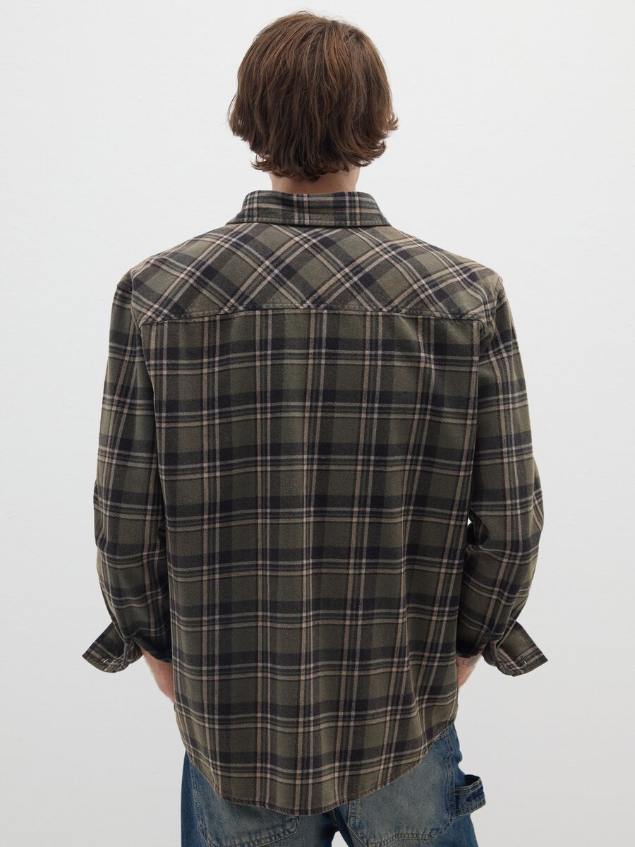 Oversized check pure cotton shirt_3