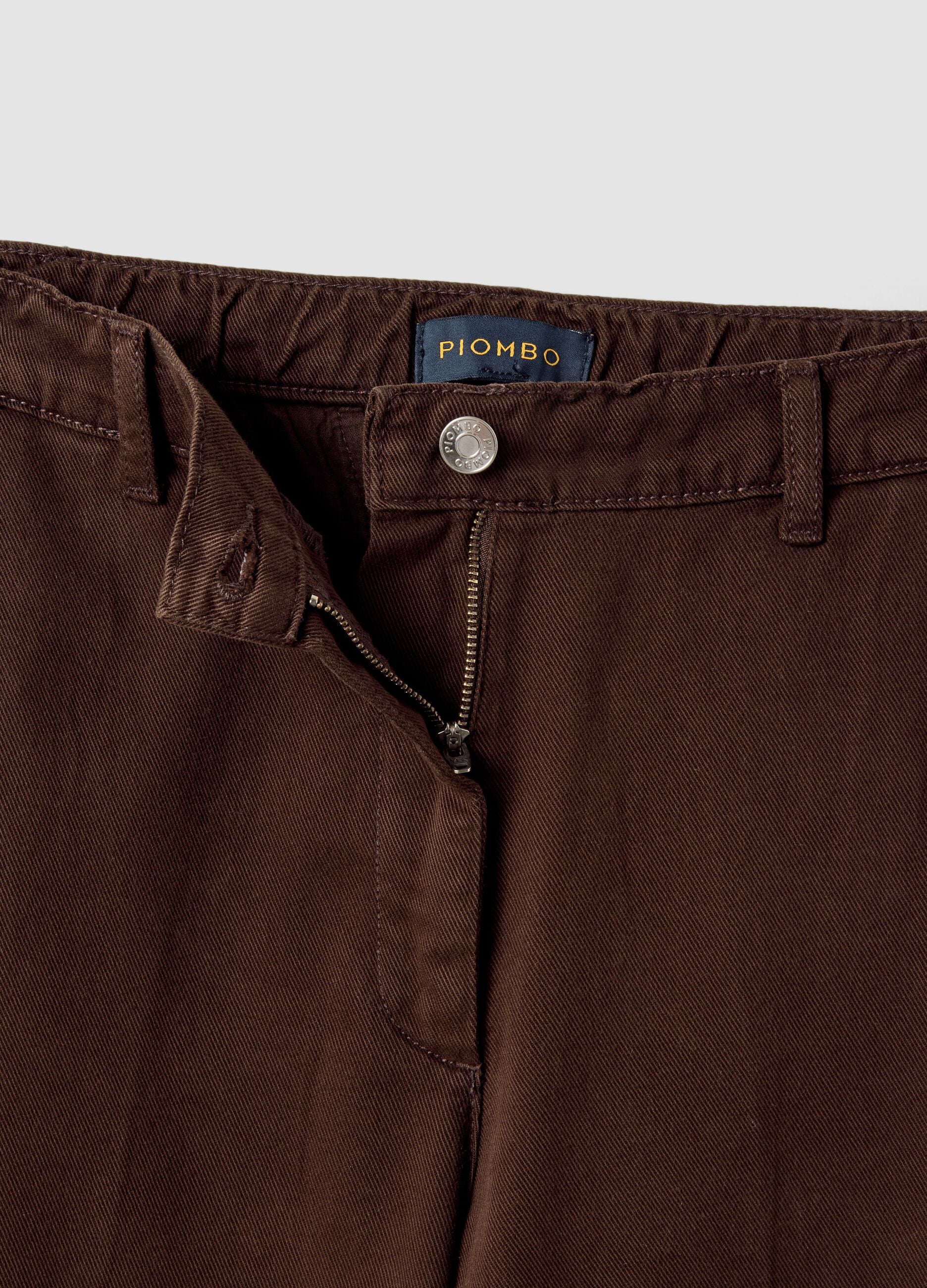 Pantaloni marrone scuro wide leg in puro cotone