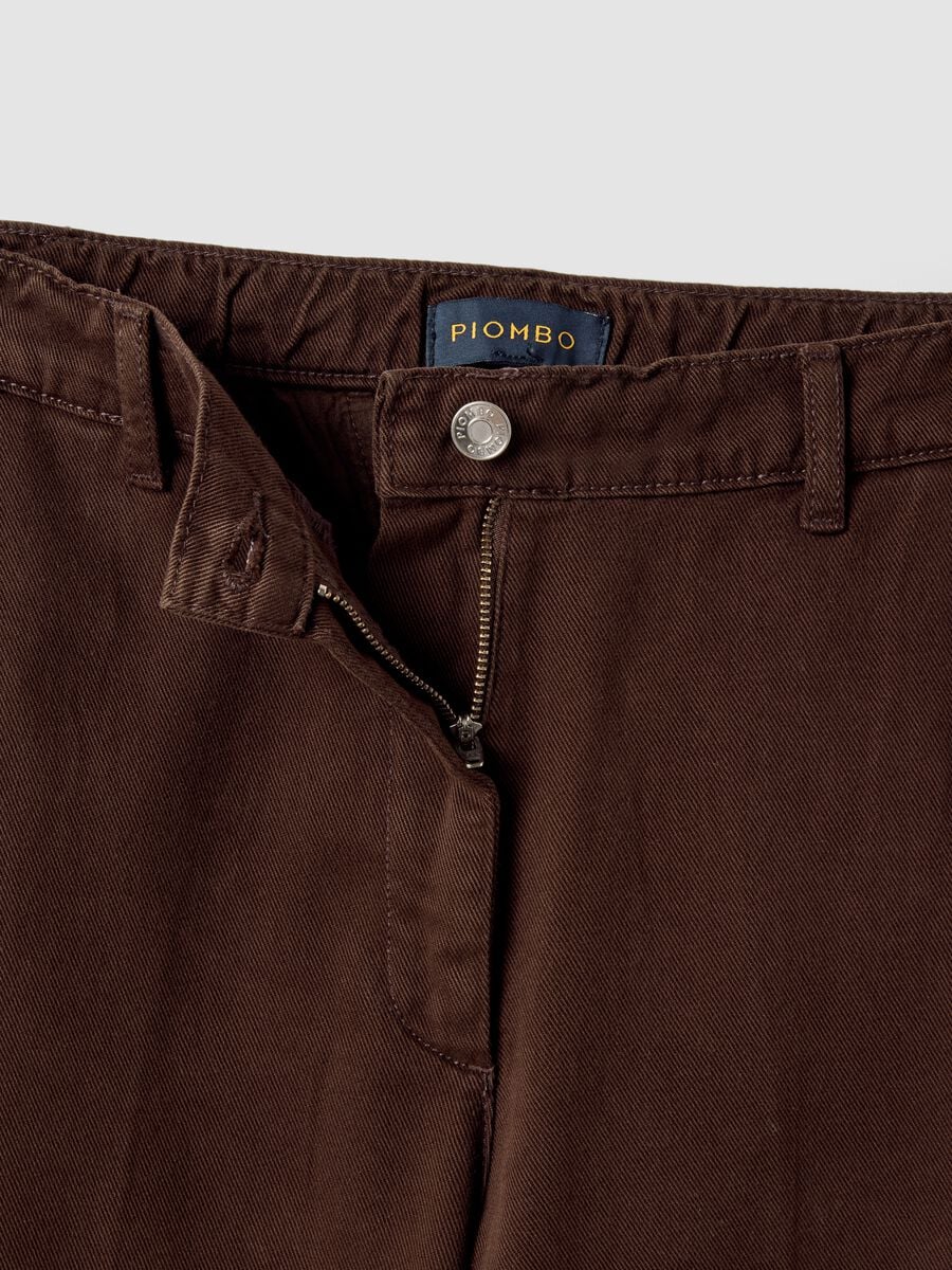 Dark brown pure cotton wide-leg trousers_1