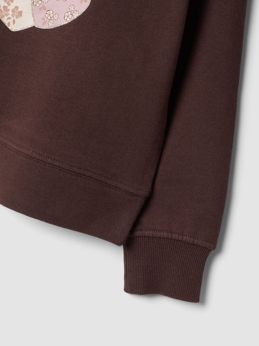 Brown 100% cotton sweatshirt with front print_2
