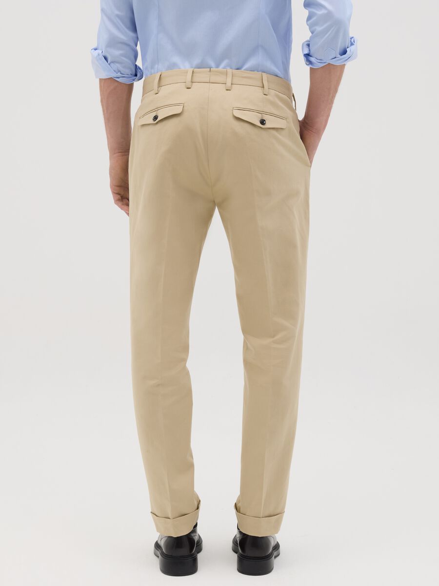 Men’s beige regular-fit trousers in cotton and linen_3