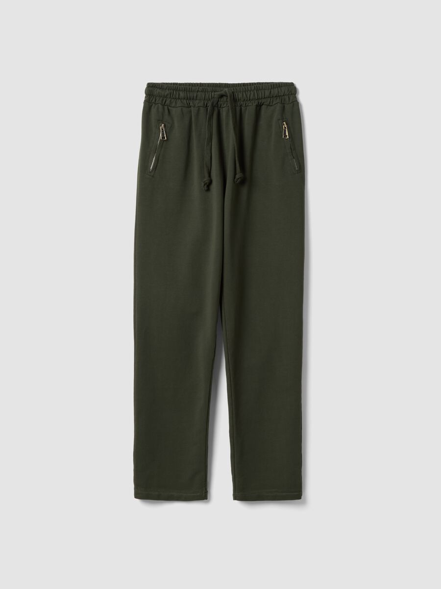 Green stretch cotton trousers with regular fit_4
