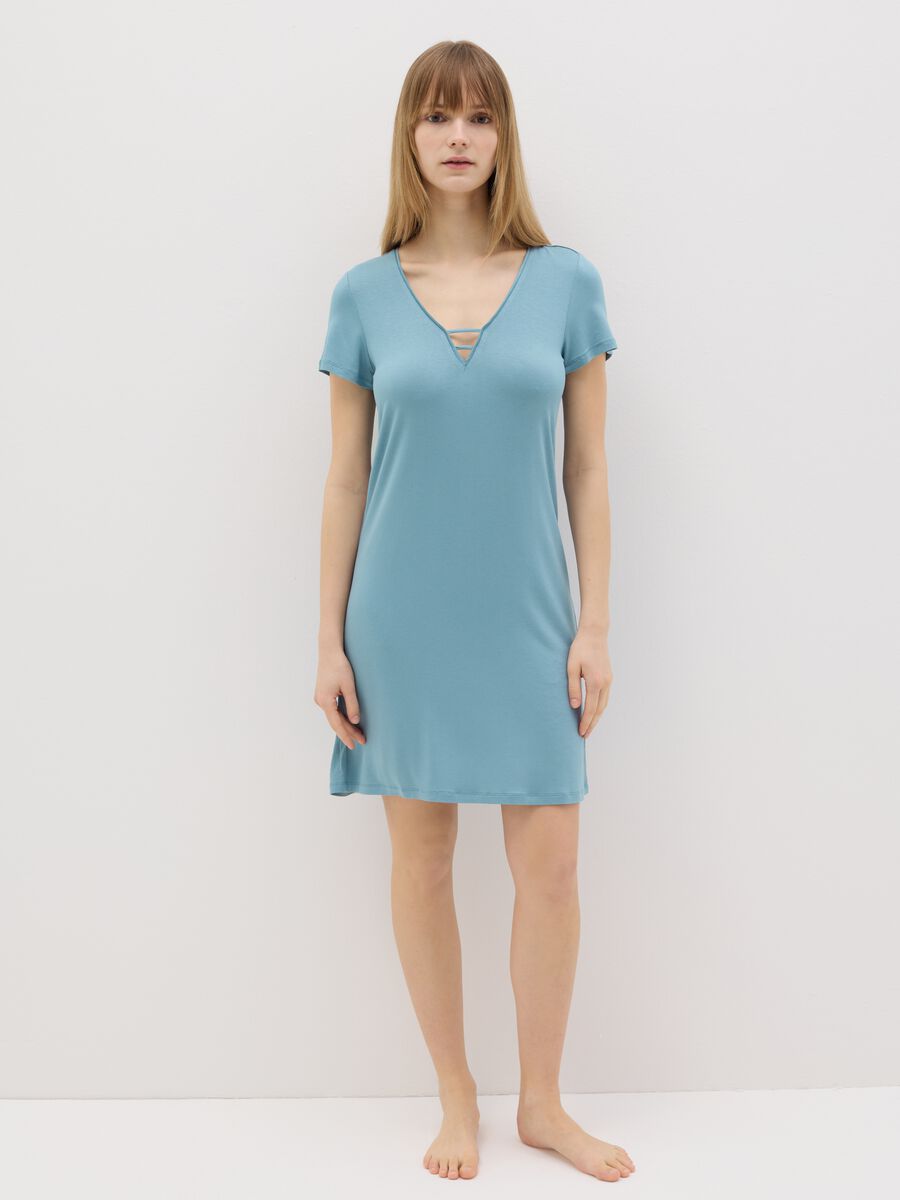 Light blue stretch viscose nightgown_0