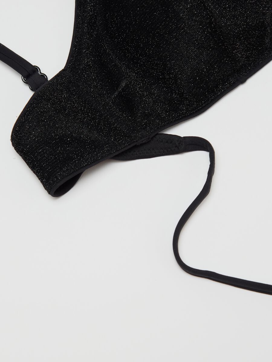 Women’s bikini top in  metallic black fibre with removable padding_5