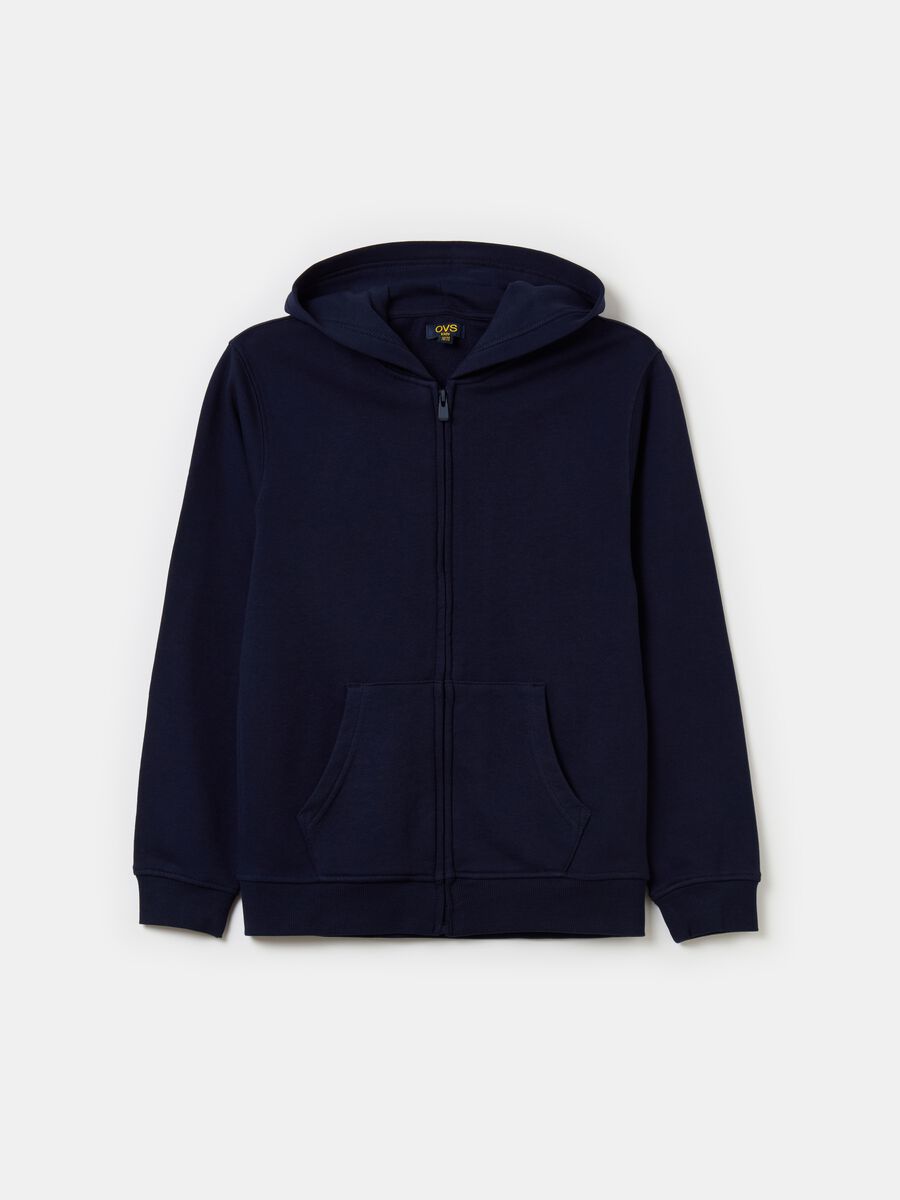 Full-zip Essential in cotone bio con cappuccio_0