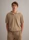 Beige short-sleeve pure cotton polo shirt, regular fit_1