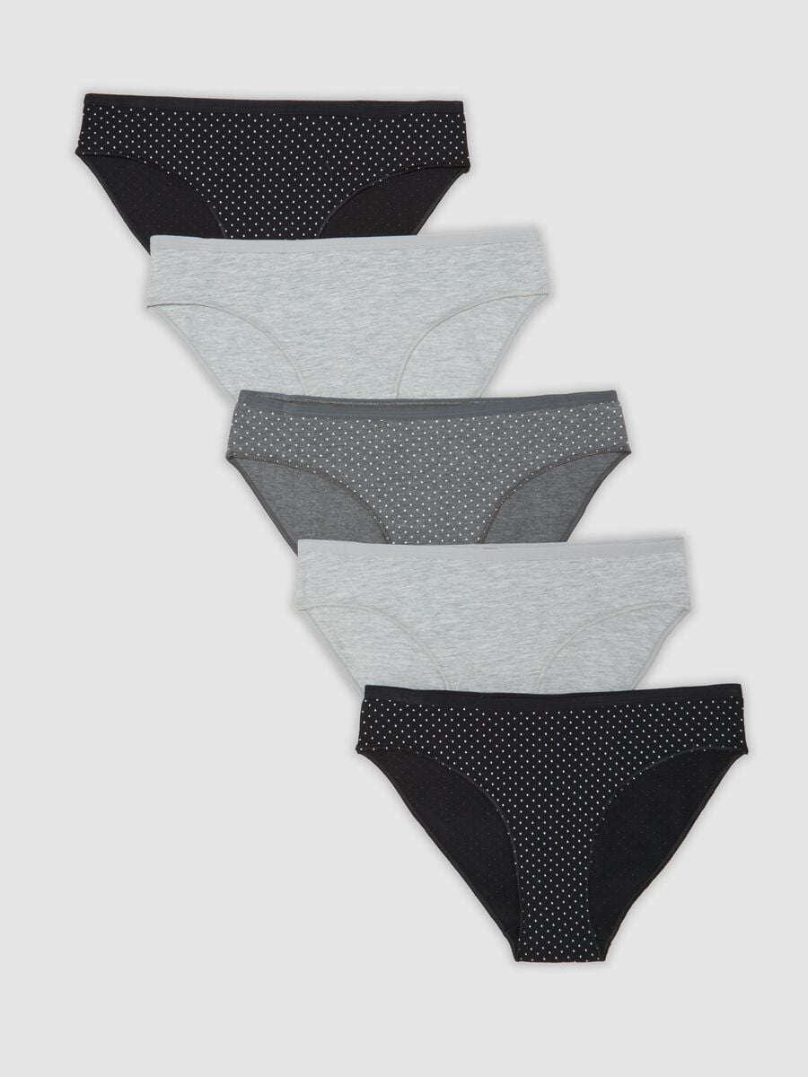 Multipack di cinque slip neri in tessuto elasticizzato_0