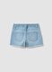Light blue pure cotton denim shorts with embroidered hearts for girls_1