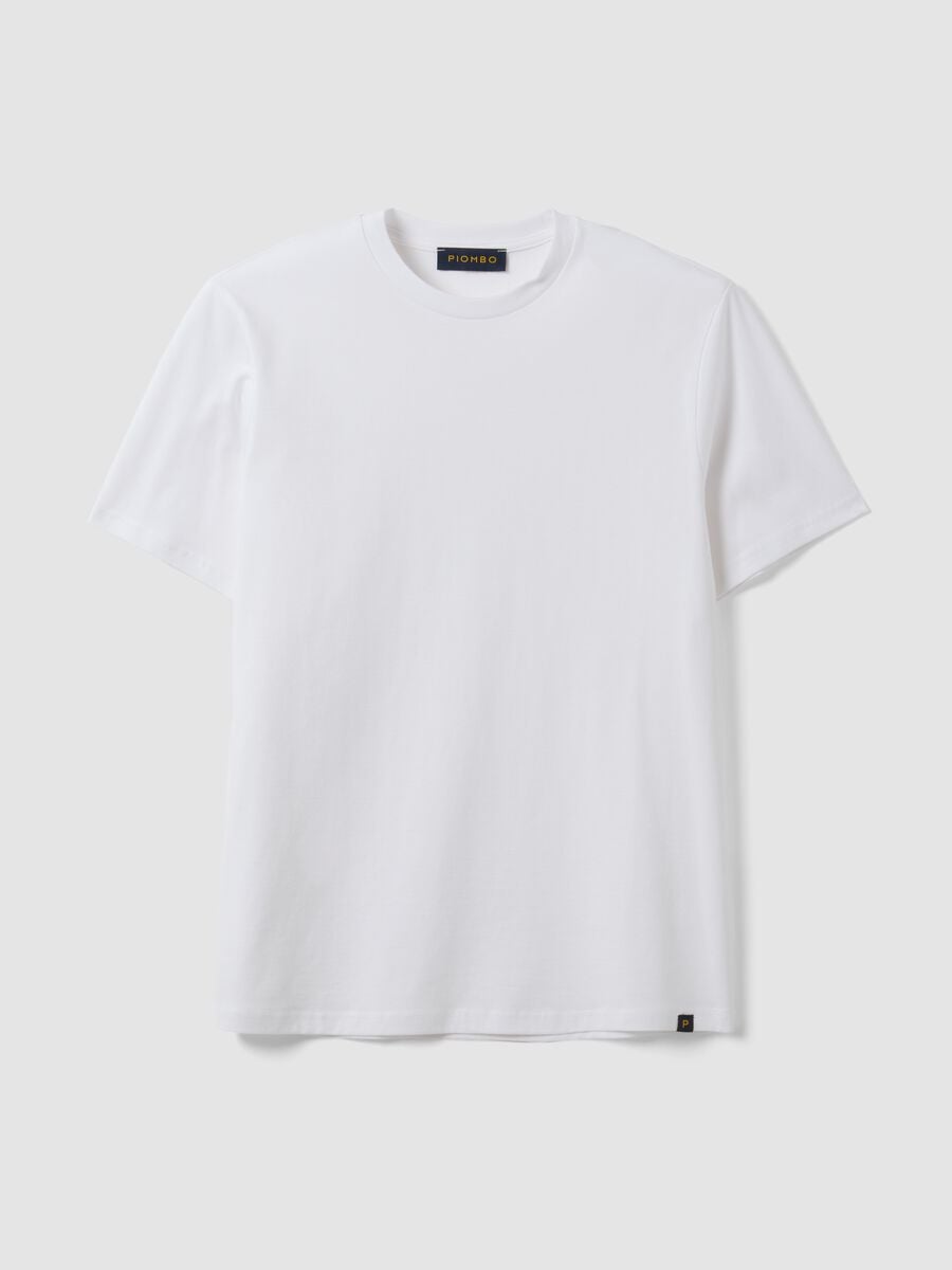 T-shirt bianca in puro cotone a girocollo regular fit_0