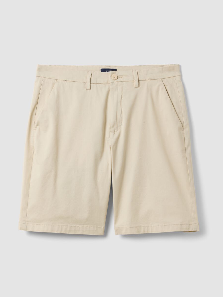 Beige stretch cotton chino shorts_4
