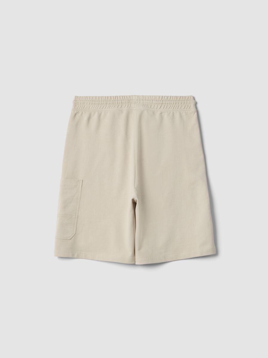 Boy's beige oversized fit pure cotton cargo shorts_1