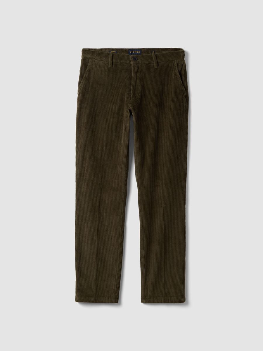 Green regular-fit ribbed stretch-cotton chinos_4