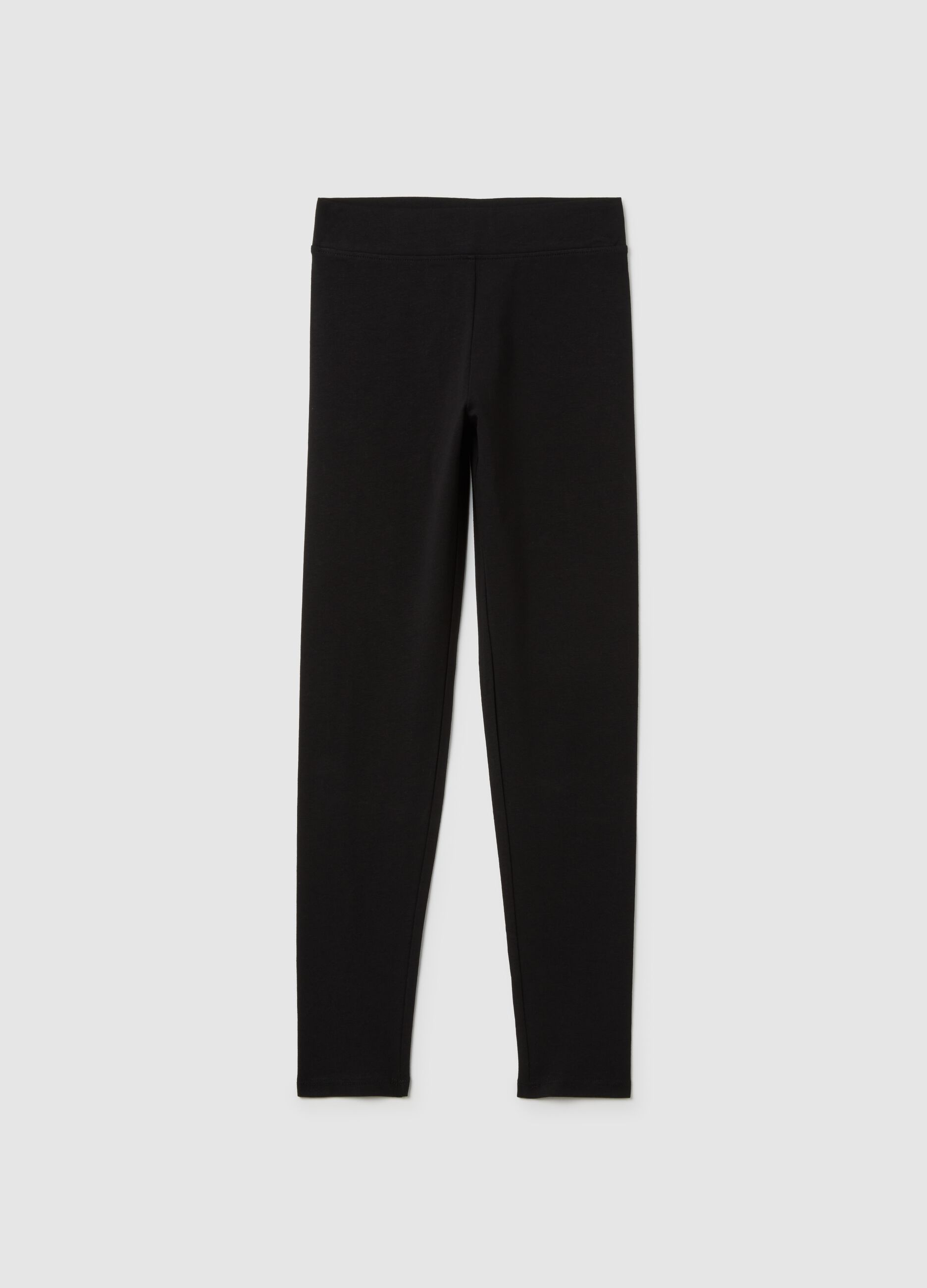 Girls' black stretchy cotton skinny leggings